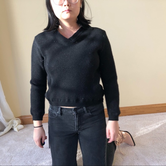 Wool and alpaca fur black sweater - Picture 3 of 5
